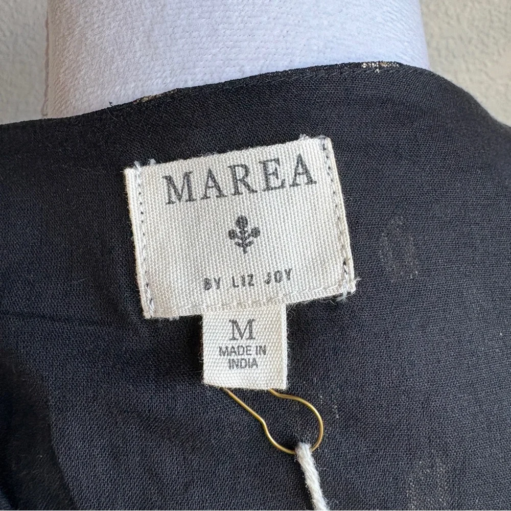 NWT Marea by Liz Joy Mary Top in Black Gold Dot M - Picture 5 of 7